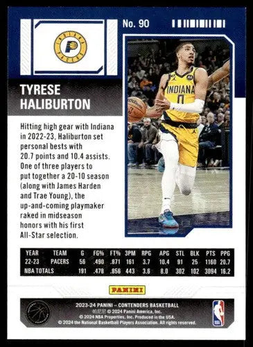 2023-24 Panini Contenders Season Ticket Retail #90 Tyrese Haliburton NM ID:74243 - Trading Cards