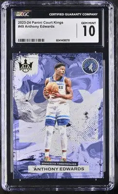 Graded Panini Court Kings Anthony Edwards basketball card displayed in 2023-24 collection