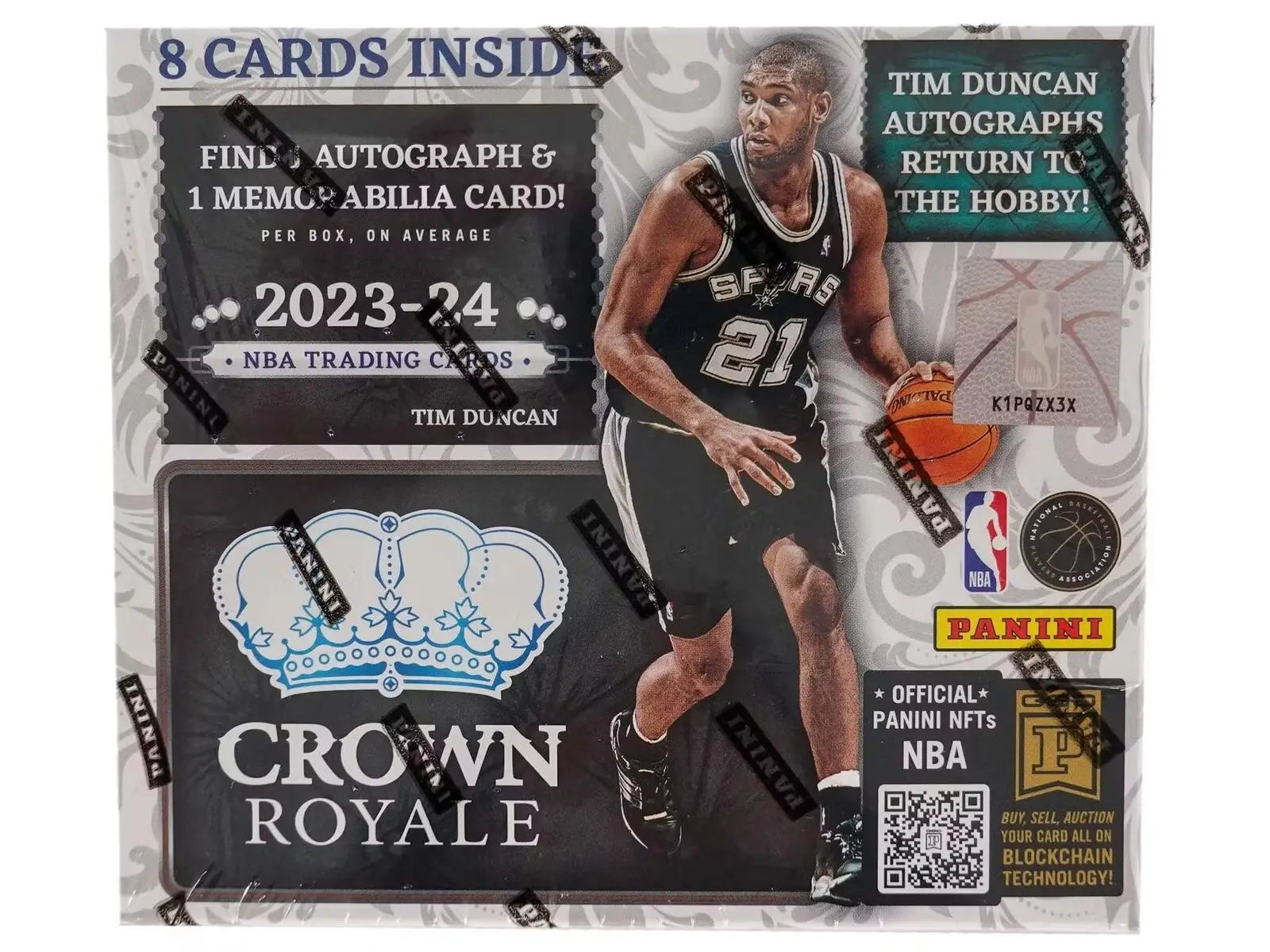 2023-24 Panini Crown Royale NBA trading card box with rookie silhouettes and treasured autographs