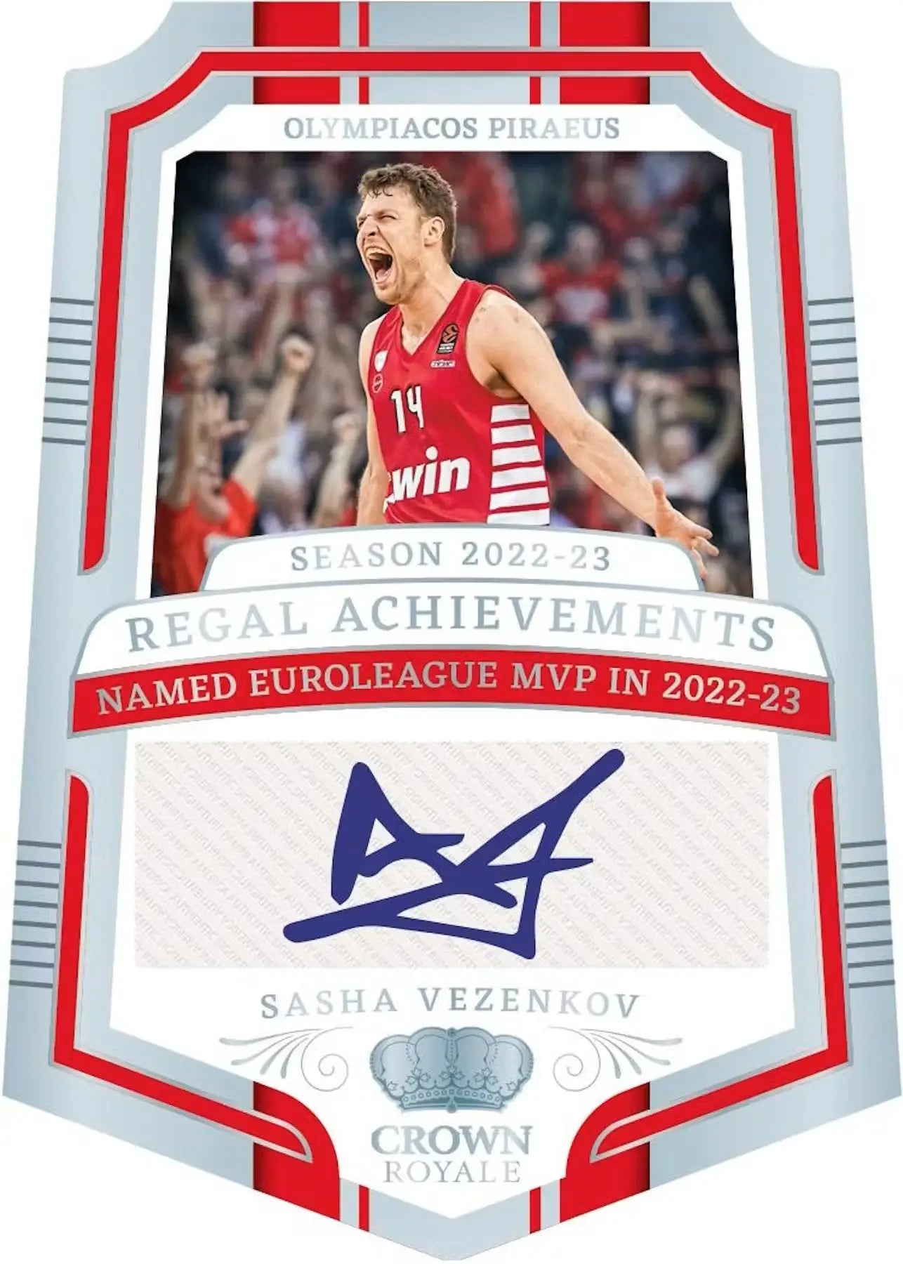 Sasha Vezenkov basketball card from 2023/24 Panini Crown Royale Turkish Airlines EuroLeague