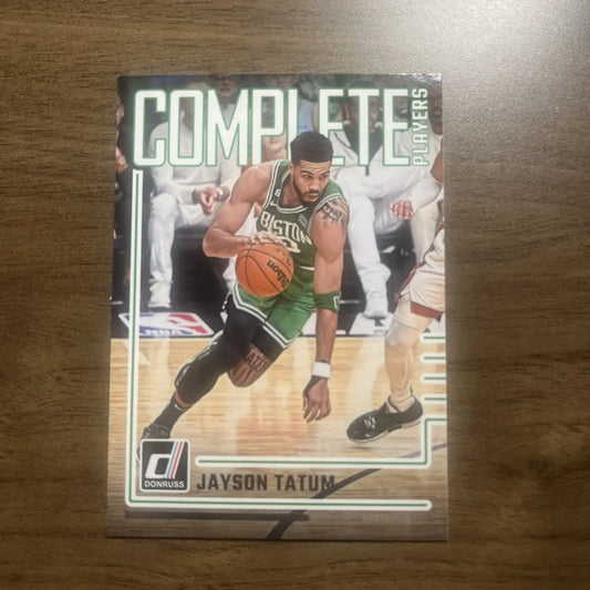 Jayson Tatum Panini Donruss Basketball card from the 2023-24 set featuring the Celtics