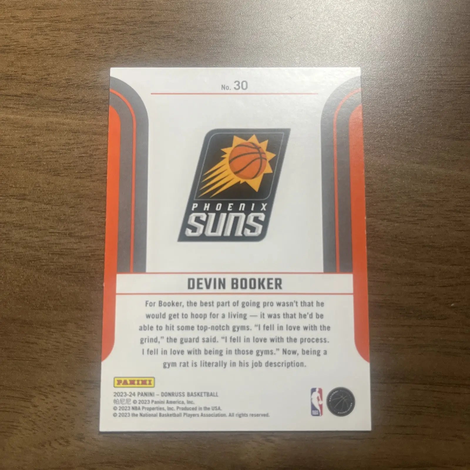 Devin Booker basketball card from 2023-24 Panini Donruss Franchise Features #30 Phoenix Suns