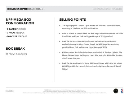 2023-24 Panini Donruss Optic Basketball Mega Box with rated rookies and mega box-exclusive cards