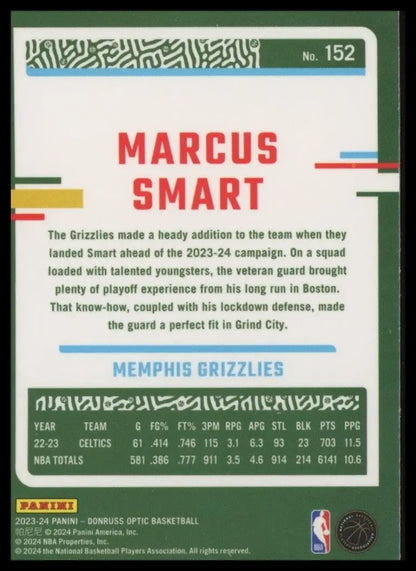 2023-24 Panini Donruss Optic Marcus Smart #152 Memphis Grizzlies Basketball Card - Basketball Card
