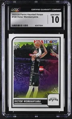 Graded Victor Wembanyama basketball card from Panini Haunted Hoops series CGC 10