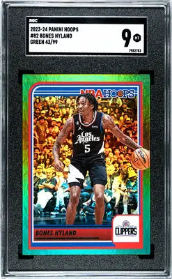 Panini Hoops Bones Hyland basketball card graded SGC 9, part of the 2023-24 Panini Hoops series