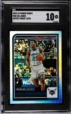 Graded 2023-24 Panini Hoops Kai Jones Artist Proof basketball card SGC 10
