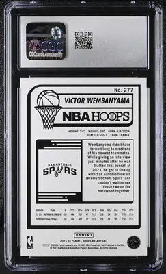 Graded Panini Hoops Victor Wembanyama basketball card CGC 9 for 2023-24 collection