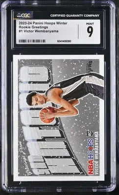 Graded Victor Wembanyama rookie card from 2023-24 Panini Hoops Winter collection