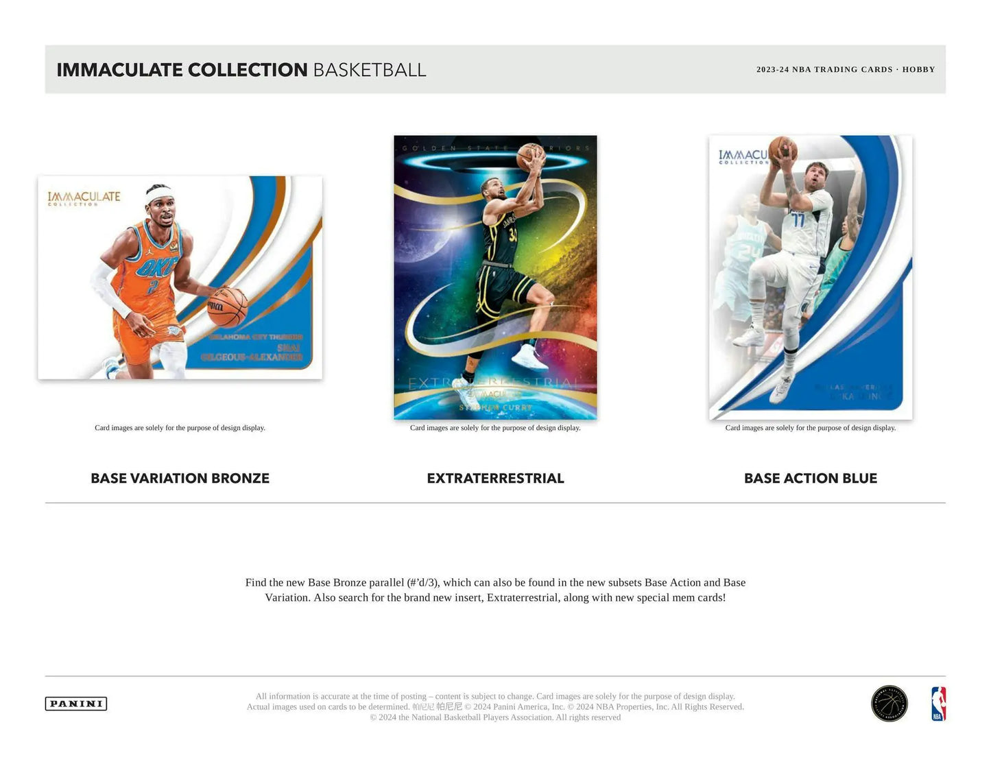 Basketball trading cards from 2023-24 Panini Immaculate Basketball Hobby Box with two memorabilia cards