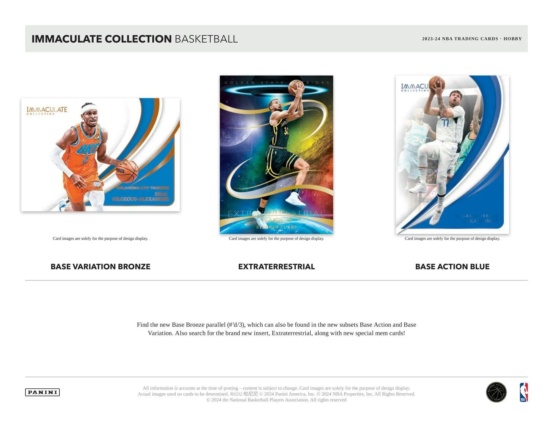 Basketball trading cards from 2023-24 Panini Immaculate Basketball Hobby Box with two memorabilia cards