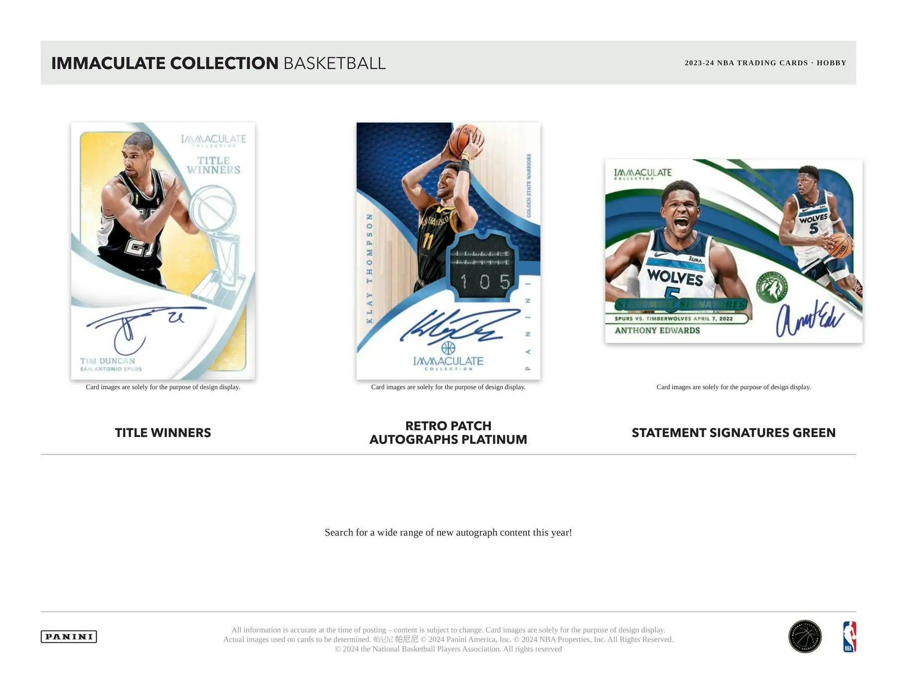 Basketball trading cards from 2023-24 Panini Immaculate Basketball Hobby Box with two memorabilia cards