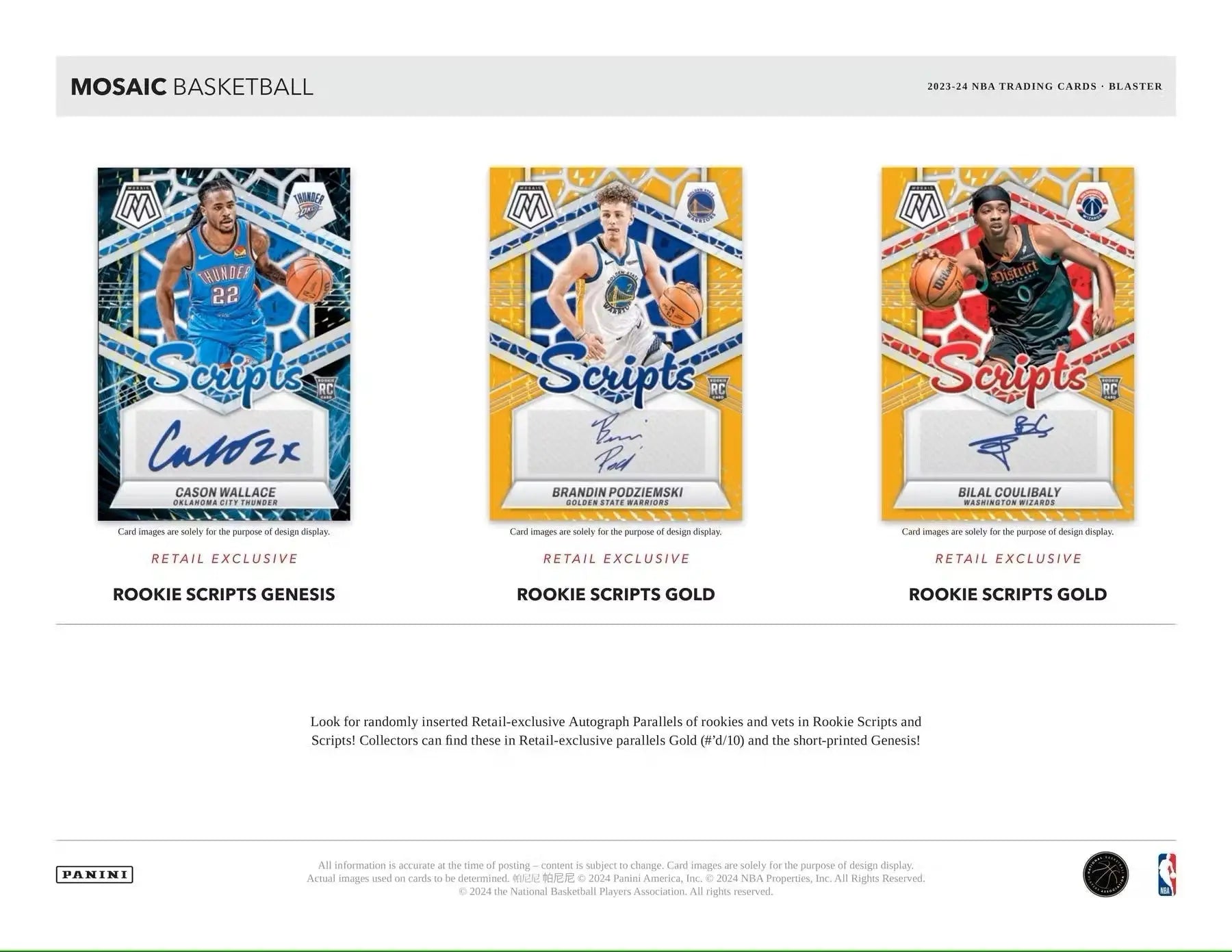 Mosaic Basketball rookie cards from 2023/24 Panini Mosaic Basketball Blaster Box