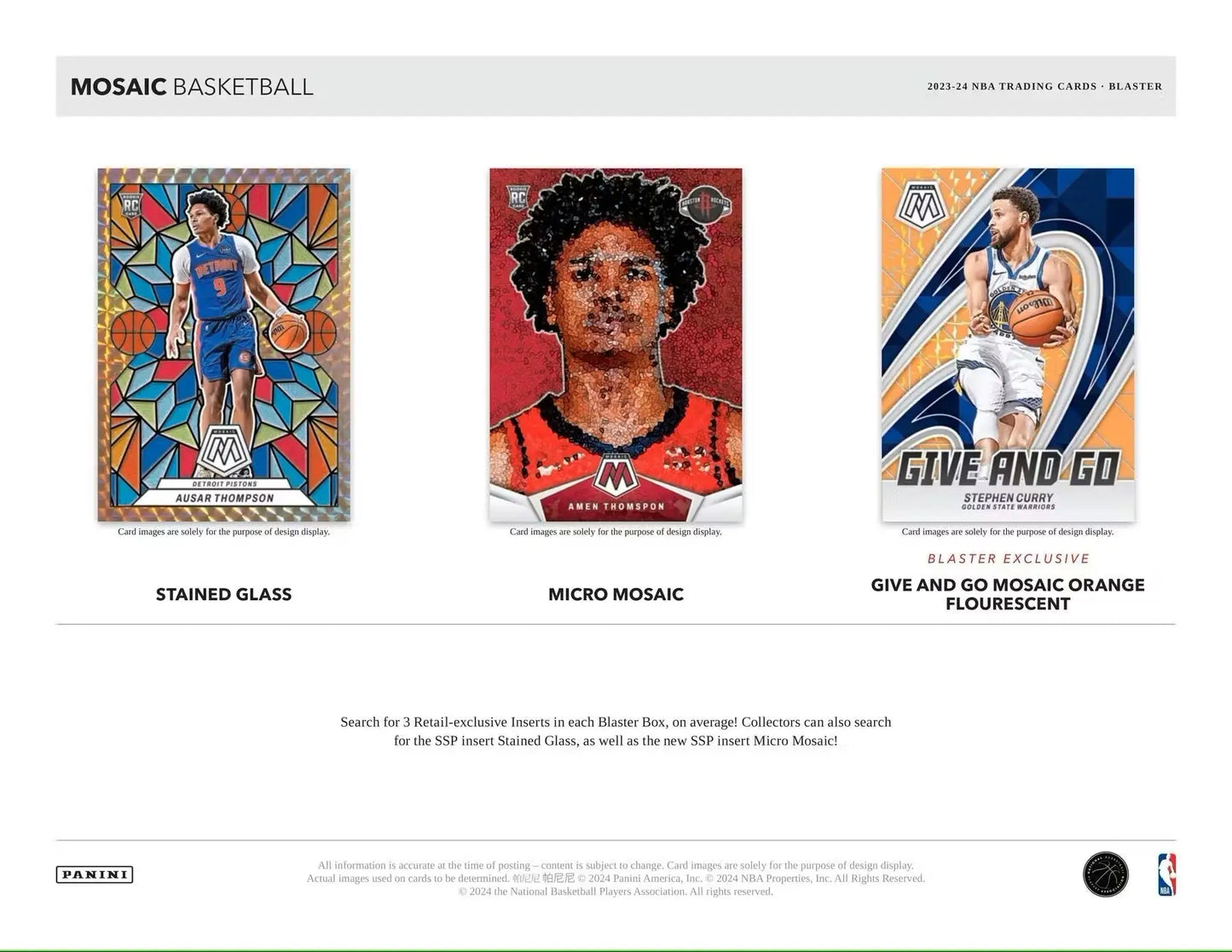 Mosaic Basketball trading cards from 2023/24 Panini Mosaic Basketball Blaster Box