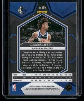 Panini Mosaic Dereck Lively II basketball card from 2023-24 Panini Mosaic series