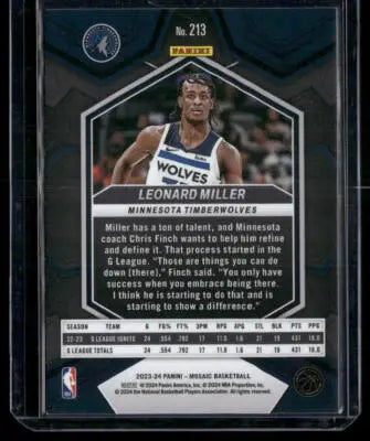2023-24 Panini Mosaic Leonard Miller #213 RC Basketball card display