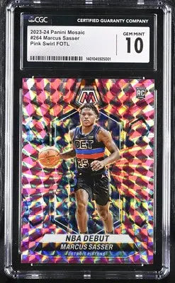 Graded Mosaic Marcus Sasser basketball card with Pink Swirl FOTL 18/18 CGC 10
