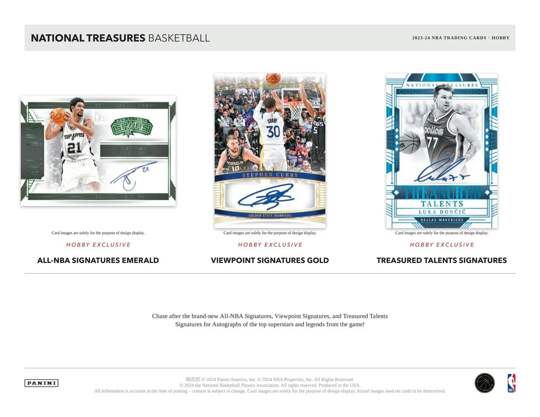 Autographed NBA trading cards from 2023-24 Panini National Treasures Basketball Hobby Box