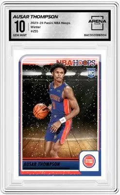 Graded Ausar Thompson basketball card from Panini NBA Hoops NBA Hoops Ausar series