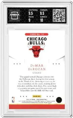 Graded Panini NBA Hoops DeMar DeRozan basketball card from 2023-24 Arena Club series