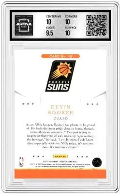 Graded Devin Booker NBA Hoops basketball card from 2023-24 Panini NBA Hoops collection