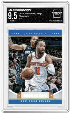 Basketball card of Jalen Brunson from 2023-24 Panini NBA Hoops Arena Club series