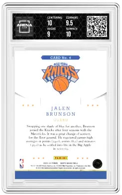 Graded Panini NBA Hoops Jalen Brunson basketball card from 2023-24 Arena Club