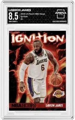 Panini NBA Hoops LeBron James basketball card from 2023-24 Panini NBA Ignition Arena Club