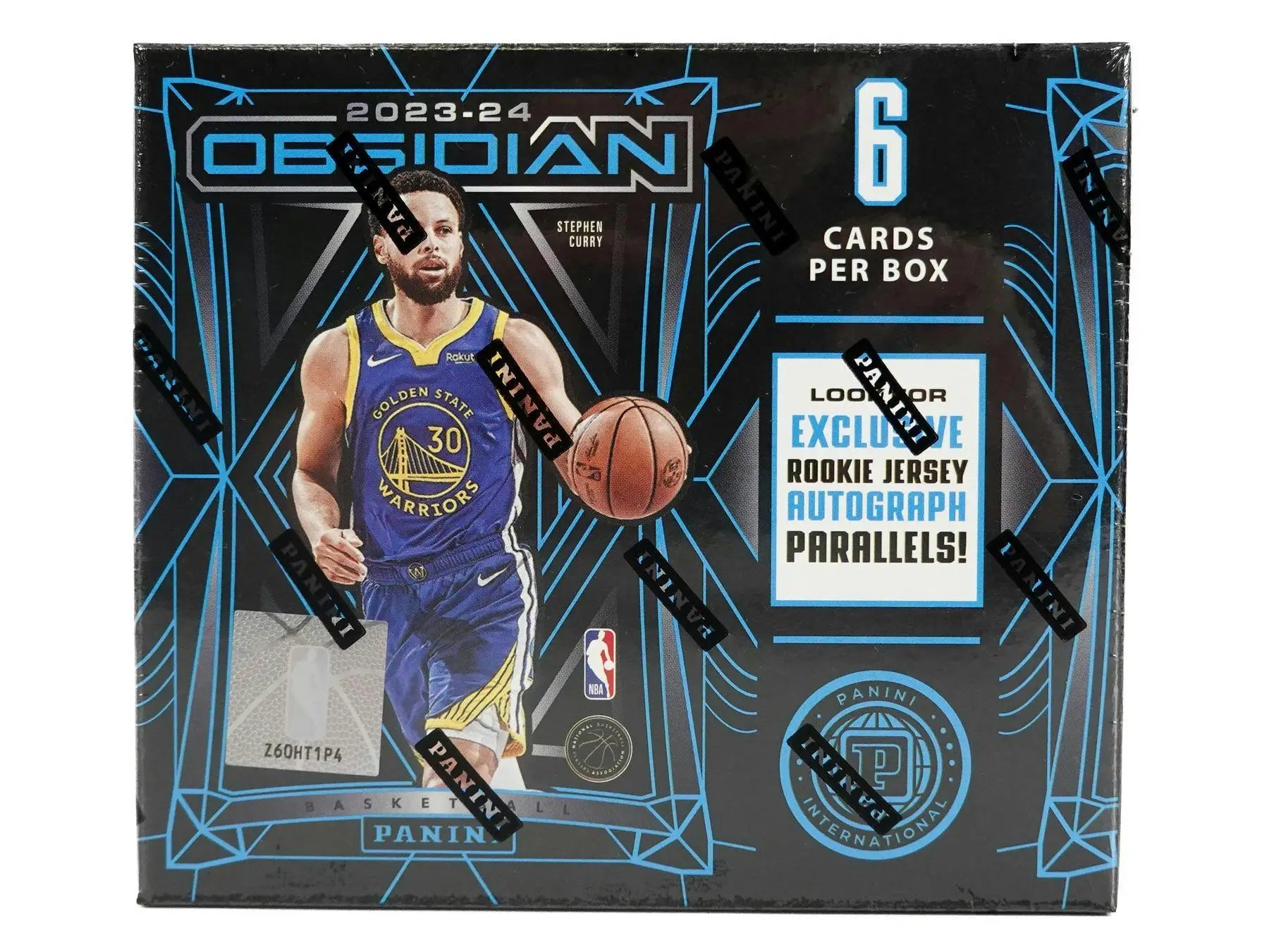 Basketball trading card from 2023-24 Panini Obsidian Basketball International Hobby Box featuring rookie jersey autographs