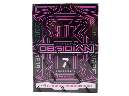2023-24 Panini Obsidian Soccer Hobby Box featuring soccer trading cards