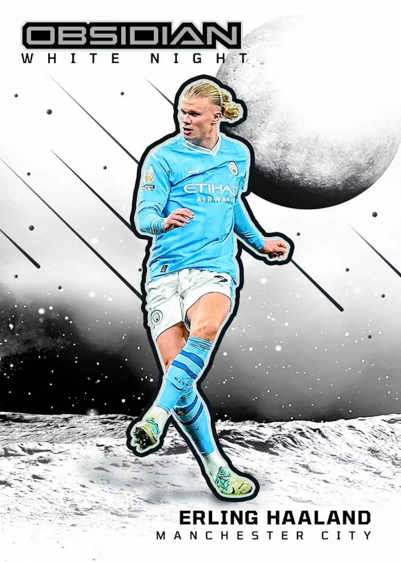 Erling Haaland soccer card from 2023-24 Panini Obsidian Soccer Hobby Box