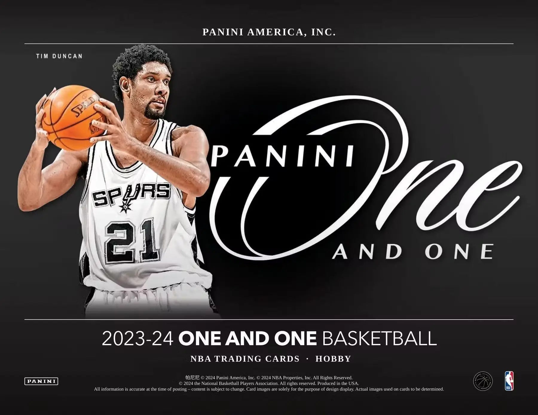 Basketball trading card of Spurs player #21 from 2023-24 Panini One and One series