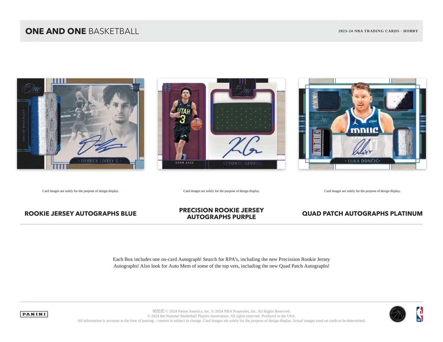 Basketball trading card display featuring rookie jersey autographs and patch autographs