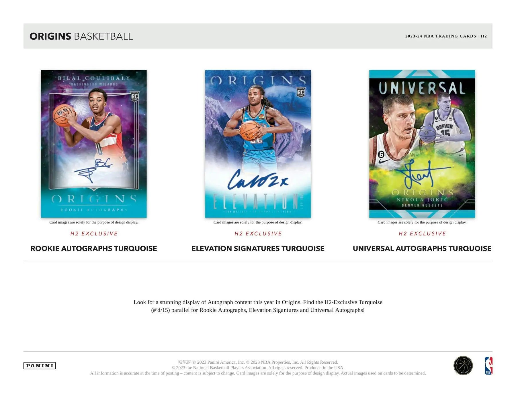Basketball trading cards from the 2023-24 Panini Origins H2 Box featuring H2-exclusive inserts and elevation signatures