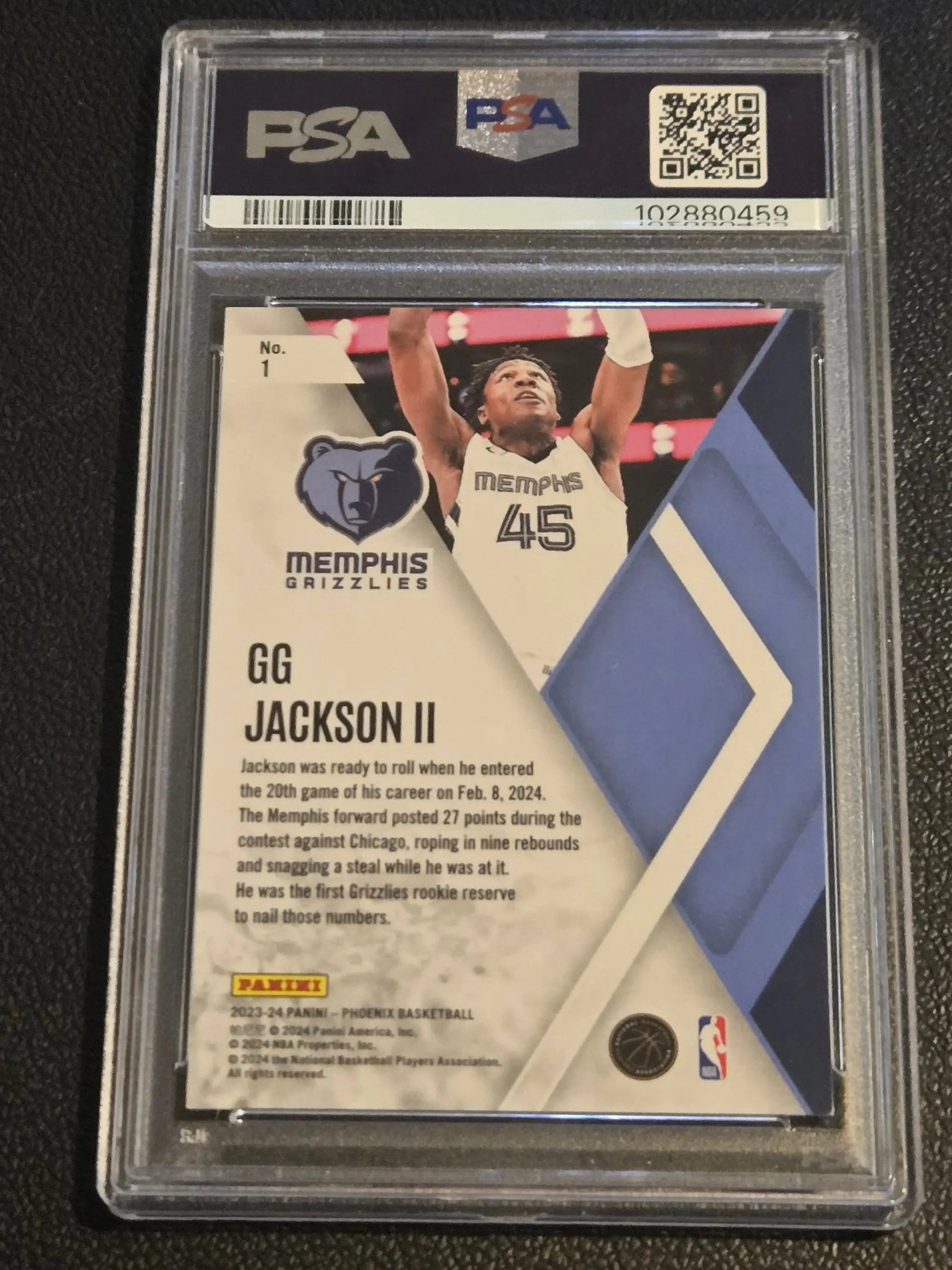 Graded GG Jackson II basketball trading card featuring Jackson II Instant Phenom Phoenix Red Ice