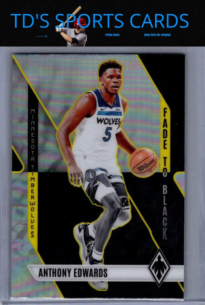 Anthony Edwards basketball card from 2023–24 Panini Phoenix featuring Edwards Fade to Black