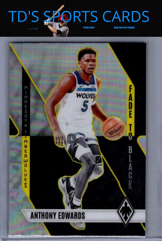 Anthony Edwards basketball card from 2023–24 Panini Phoenix featuring Edwards Fade to Black