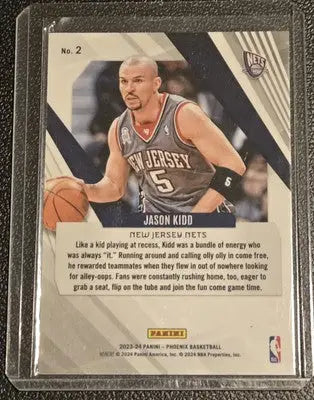 Jason Kidd Phoenix basketball card from 2023-24 Panini Phoenix Kidd Phoenix Teal Lazer