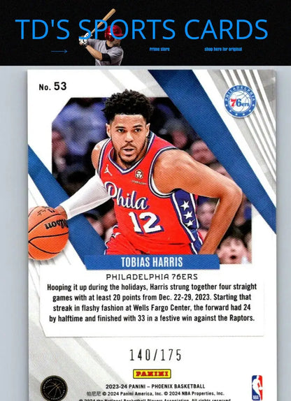 Tobias Harris Pink basketball card from 2023-24 Panini Phoenix #53 limited to 175