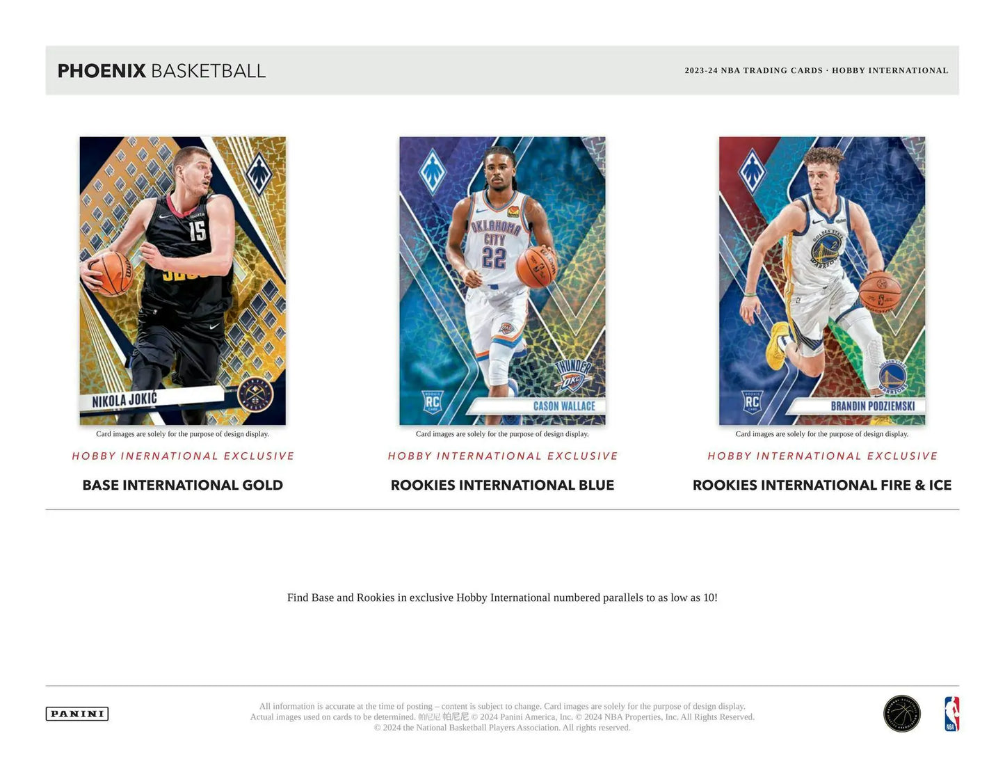 Basketball trading cards featuring rookie signs and exclusive parallels from 2023-24 Panini Phoenix Basketball Hobby Box