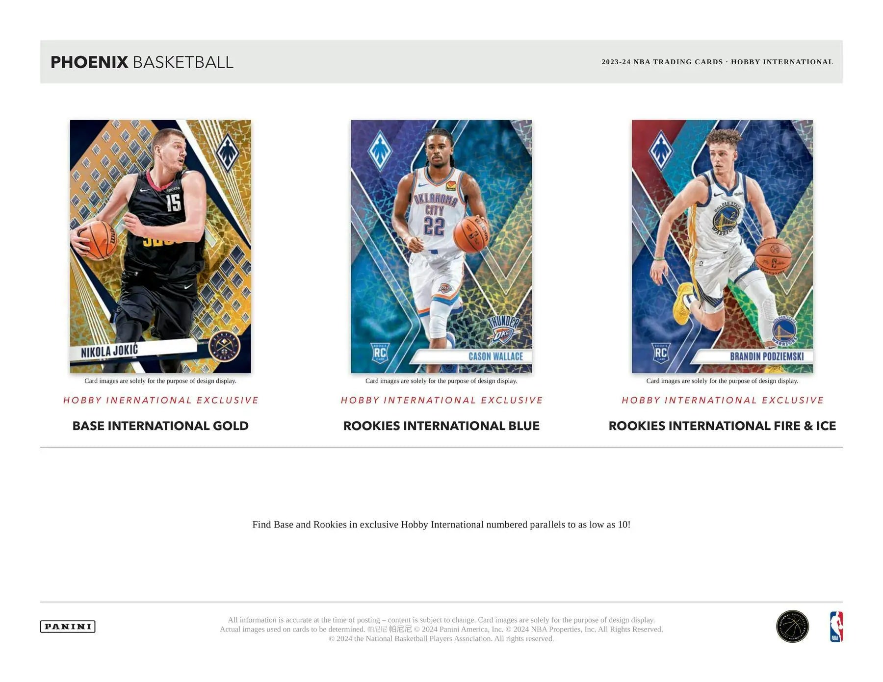 Basketball trading cards featuring rookie signs and exclusive parallels from 2023-24 Panini Phoenix Basketball Hobby Box