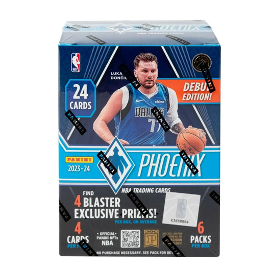 2023-24 Panini Phoenix NBA Basketball Blaster Box featuring trading card designs