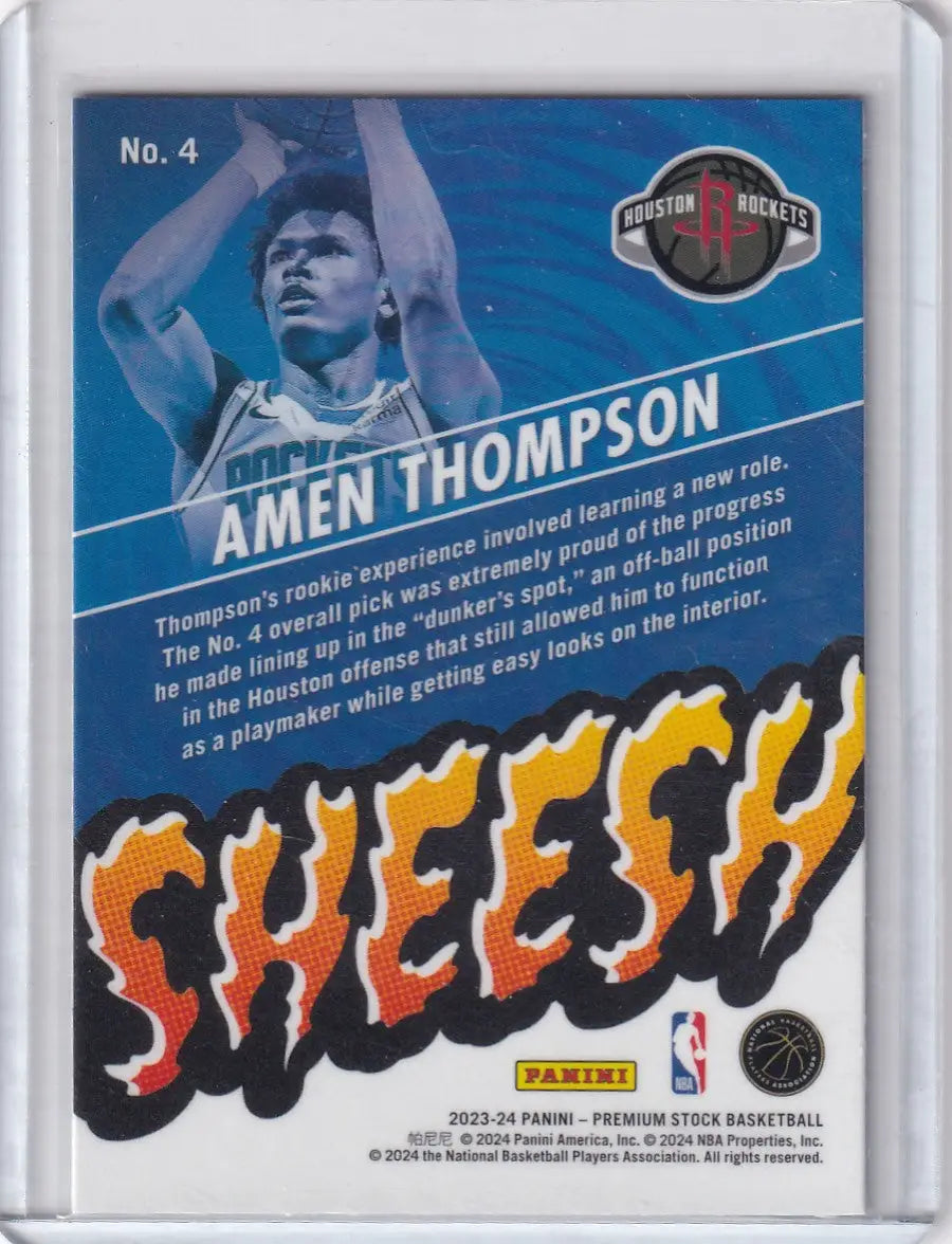 Basketball trading card featuring Amen Thompson from Panini Premium Stock Hoops Sheesh