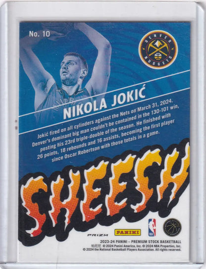 Nikola Jokic basketball trading card from Panini Premium Stock Hoops Sheesh Prizm 2023-24