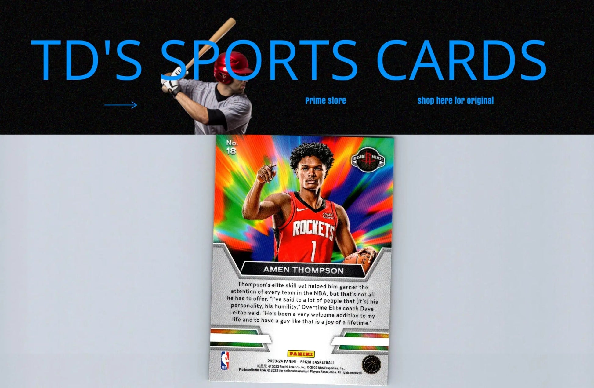 Amen Thompson basketball card from 2023-24 Panini Prizm Instant Impact collection