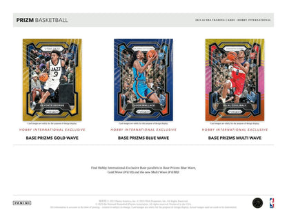Basketball trading cards featuring prizms blue wave and rookie signatures inside Panini Prizm 2023-24 Hobby Box