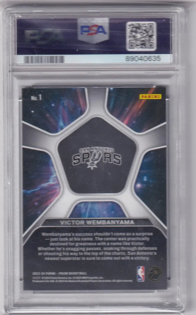 Graded Victor Wembanyama basketball card from Panini Prizm Deep Space PSA 10