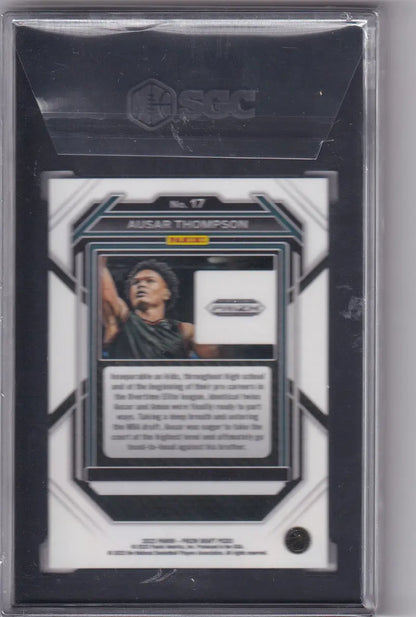 Encased Ausar Thompson basketball card from 2023-24 Panini Prizm Draft Picks SGC 10