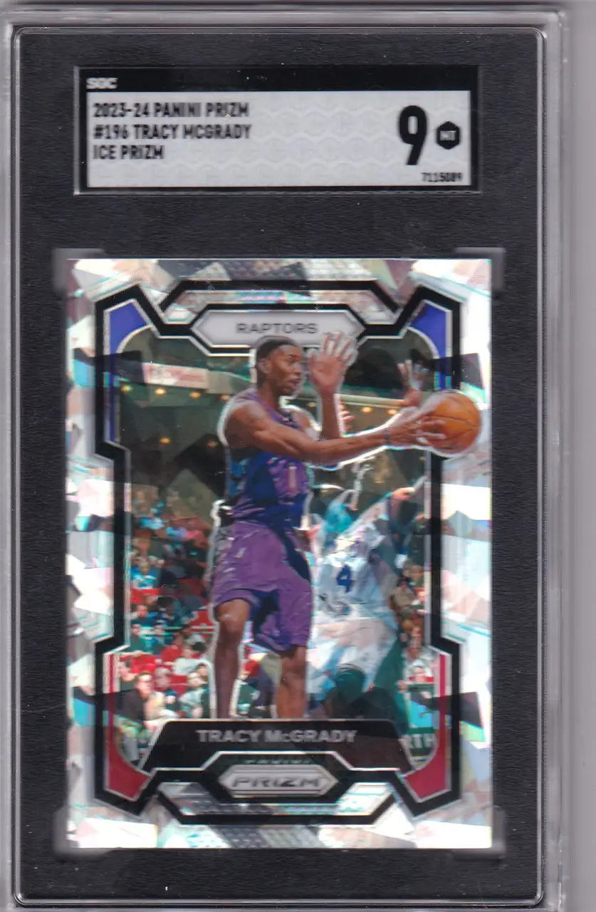 Graded Tracy McGrady SGC 9 basketball card from 2023-24 Panini Prizm Ice collection