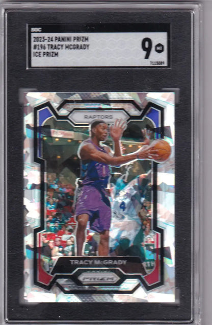 Graded Tracy McGrady SGC 9 basketball card from 2023-24 Panini Prizm Ice collection